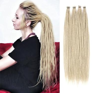 Imagem de Kraler Extensões de Dreadlocks loiros finos de 0,6 cm, extensões de cabelo de crochê sintético de 56 cm, extensões de dreads penteados (10 fios)