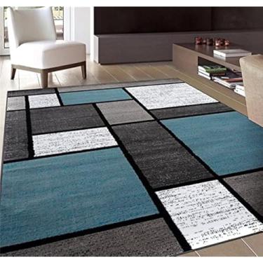 Imagem de Azul cinza quadrado tapete para sala de estar decoração casa sofá mesa grande área tapetes quarto cabeceira pé esteira rastejando, 01,120x160cm 47x63 polegada