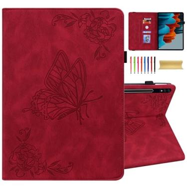 Imagem de Dteck Capa para Samsung Galaxy Tab S9 FE 27.7 cm/S9/S8/S7 27.9 cm, Padrão Borboleta Slim Stand Shell Slots para Cartões, Capa Carteira de Couro PU Capa Protetora à Prova de Choque com Suporte de Lápis