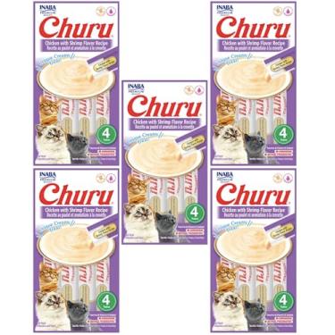 Imagem de Kit 05 Churu Petisco Para Gatos Vários Sabores Escolher Inaba - 20 Tubetes (Kiti 5 unid. (20 Tubetes), Frango com Camarão)