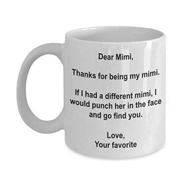 Imagem de Caneca de café divertida Mimi Gifts - I'd Punch Another Mimi In The Face - Gargantilha de presente do seu filho , Branco, 11oz