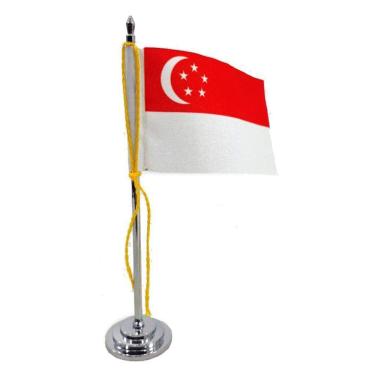 Imagem de Mini Bandeira De Mesa Cingapura 15 Cm Poliéster