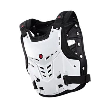 Imagem de QccHieUs Protetor de Peito Equipamento de Motocross Colete de Equitação Adulto Confortável Equipamento de Proteção Ajustável para Homens para Motociclismo, Branco M