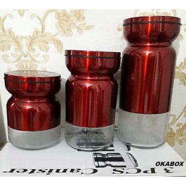 Imagem de Conjunto 3 Potes Para Mantimentos Vidro e Inox fechamento a vácuo - Ve