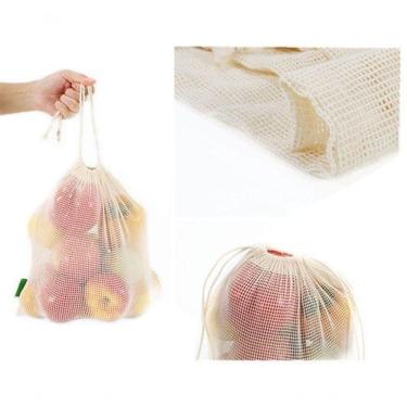 Imagem de Kit 12 Saco De Algodão Alimentos Frutas Legumes Multiusos