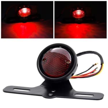 Imagem de YnGia Luz traseira de parada de motocicleta com suporte, lâmpada universal de corrida de freio de motocicleta traseira 12 V para bobber chopper scooter personalizado café ATV