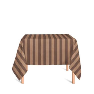 Imagem de Toalha de Mesa Quadrada em Tecido Jacquard Marrom Antigo Listrado Trad