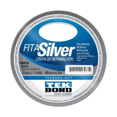 Imagem de Fita Silver Tape 5m X 48mm Tek Bond Faixa Prata + Resistente - Tekbond