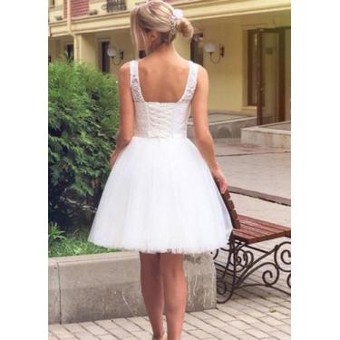 Imagem de Vestido Noiva Curto Debutante 15 Anos Com Peito De Renda - AUGUI Noiva