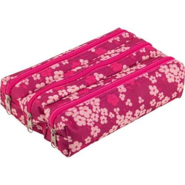 Imagem de Estojo de Lona Triplex Estampado Sortido 20X14X5CM - Pacote com 4 Unid