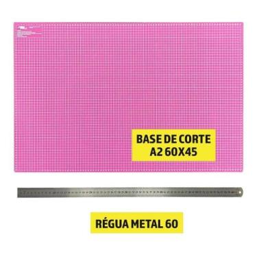Imagem de Base Placa de Corte Apoio Para Mesa A2 60x45cm Dupla Face+ Régua Metal
