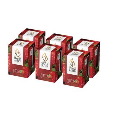 Imagem de Kit 6 Velas Morango Aromáticas Perfumada Vela Decorativa 60g - Chama d