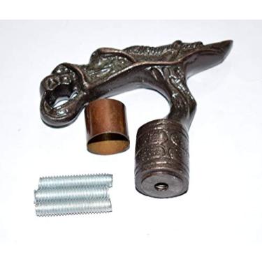 Imagem de Bastão de caminhada de latão náutico antigo personalizado esculpido à mão cavalo dragão bengalas de madeira AB