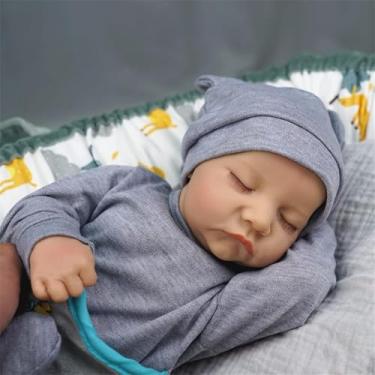 Imagem de Reborn Boneca Realista,48cm Bonito Boneca Dormindo Reborn Menino/menina - Macio Completa Silicone/Pano Corpo Macio, Boneca Bebê Reborn Realistas Com Roupas Garrafa de Leite e acessorios.
