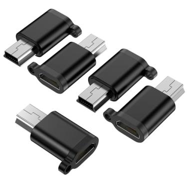 Imagem de Adaptador Mini USB Macho para Micro USB Fêmea, USB Fêmea para Mini USB 2.0 Macho Conversor Suporte Carregamento e Transferência de Dados Compatível com Câmera Digital/MP3 Player/Disco Rígido