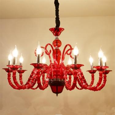 Imagem de Lâmpada Pendente Contemporânea Europeia Luxo Vela LED Sala de Estar Restaurante Quarto Villa Hotel Escadaria Candelabro (C 10 luzes)
