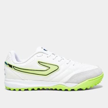 Imagem de Chuteira Society Topper Maestro Club V - Branco/Verde-Unissex