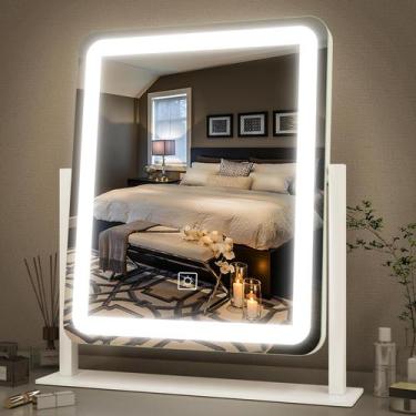 Imagem de Espelho de Maquiagem Iluminado FENNIO com LED e Toque - 15x12,6 cm