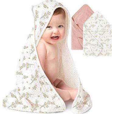 Imagem de Toalhas de Bebê Konssy Muslin com Capuz - 100% Algodão (Pacote com 2)