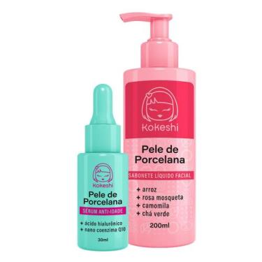 Imagem de Kit Kokeshi Sabonete Facial Pele Porcelana Sérum Antiidade