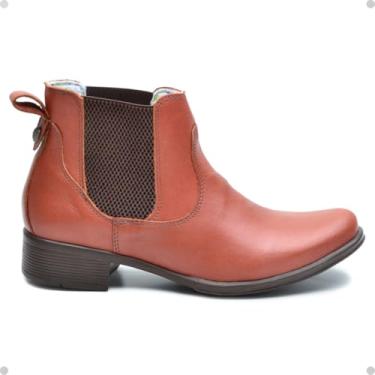 Imagem de Bota Coturno Classico Casual Feminino de Couro Modelo Chelsea Cla-Cle (Pinhão, BR, Adulto, Numérico, 37)