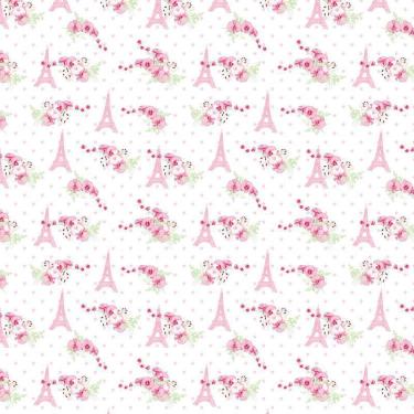 Imagem de Papel De Parede Rosa Claro Paris E Flores Autocolante Quarto