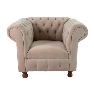 Imagem de Poltrona Chesterfield Capitone Luis xv Suede Bege / Decoracao, Sala estar, tv, recepção, barbearia