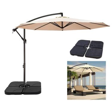 Imagem de Ombrelone Lateral Suspenso 3m Kauai Bege com Base 60L Quadrada Jardim - amz