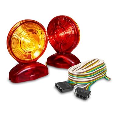 Imagem de True MODS Kit de luz de reboque de reboque de LED magnético vermelho/âmbar de 5,8 m [DOT FMVSS-108] [SAE STIP] [IP67 submersível à prova d'água] [ímã de 25 kg] Luzes de estacionamento de freio para