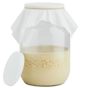 Imagem de kitchentoolz Pote Extra Grande Para Fermento Natural - De Boca Larga 1 Galão Fermentação E Armazenamento Massa Com Pano Tampa