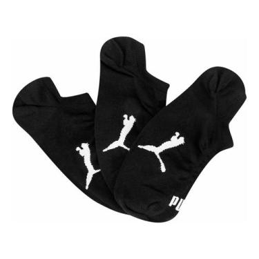 Imagem de Meia Soquete Puma Invisível c/ 3 Pares, Preto, 39/43