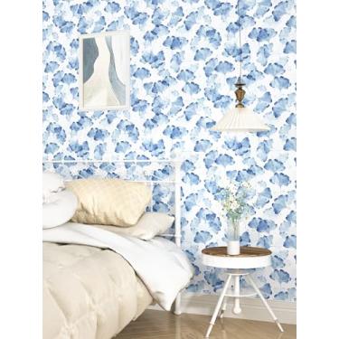 Imagem de Mangoloo Papel de parede roxo folha de ginkgo branco floral descascar e colar papel de parede para banheiro quarto roxo folhas de ginkgo papel de parede adesivo removível boho papel de contato armário