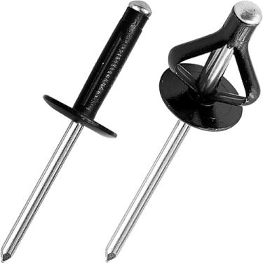 Imagem de JIANDAXIN 50 peças de rebites de alumínio triplos, rebites pop estilo lâmpada explosiva tripla para materiais automotivos, macios ou plásticos (meio preto, 3/40.6 cm x 25/81.3 cm cabeça grande 5/20.3
