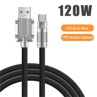 Imagem de Cabo Turbo Usb Tipo C  rápido  Dados 5a 120w - Kapbom, Preto