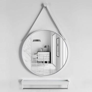 Imagem de -ysj Espelho De Parede Espelho De Banheiro Doméstico Espelho De Ferro De Metal Espelho Redondo Espelho De Maquiagem De Banheiro Espelho De Vaidade Loja De Roupas Barbearia Espelho, White, 50CM