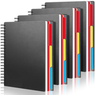 Imagem de Yeaqee Caderno de 3 matérias pautado universitário 21 x 28 cm, 150 folhas (300 páginas), caderno espiral 21 x 28 cm com abas, divisórias móveis, bolsos de armazenamento, capas de plástico protetoras