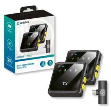 Imagem de Microfone Lapela Duplo Sem Fio Tipo‑C UHF 25 m Alcance, 11 h Bateria, Compatível Smartphones e Câmeras