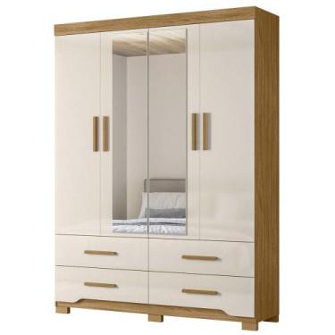 Imagem de Guarda Roupa Casal 160cm Com Espelho Cancum Freijó/Off Z17 - Mpozenato