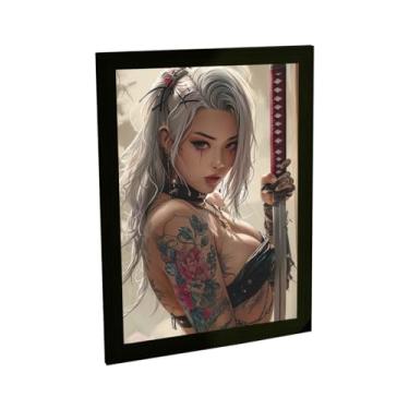 Imagem de Quadro Decorativo Samurai Sexy Katana Anime Ilustração Tattoo