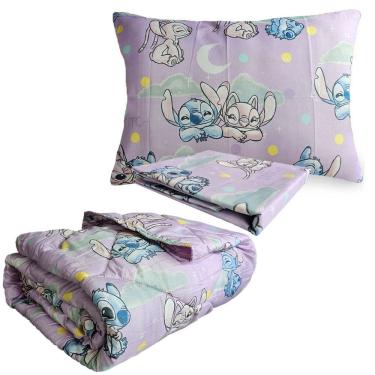 Imagem de Kit Jogo de Cama + Edredom Infantil Stitch Solteiro Estampado Com 3 pecas Lepper