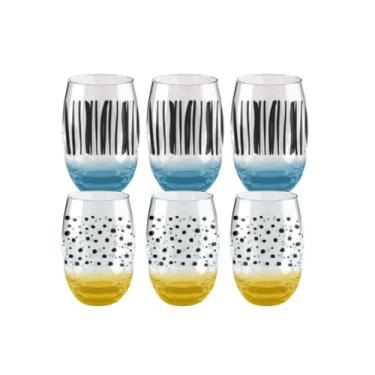 Imagem de BHR CASA - Jogo De Copo Free Path Aruba Amarelo Vidro 465ml - Kit 6 Un