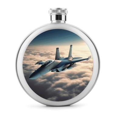 Imagem de Cantil de aço inoxidável, jatos de caça de aeronaves, impressão de jatos de caça, garrafa de anca, garrafa de viagem, portátil, garrafa de licor, garrafa de metal