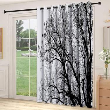 Imagem de Divisória de parede de cortina de divisória para sala natural, outono, galhos de árvores, topos de galhos de árvores, floresta de carvalho, tema ecológico, cortinas largas isoladas/cortinas de quarto