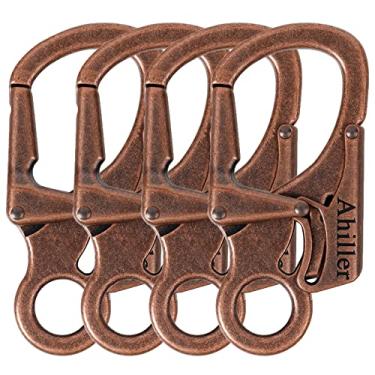 Imagem de Ahiller Mosquetão Com Design De Trava Dupla Anti-Abertura Incorreta, Chaveiro Pesado Liga Zinco 3" Para Acampamentos E Caminhadas Ao Ar Livre, Clipe (Latão Vermelho - 4 Peças)