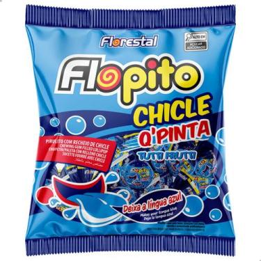 Imagem de Pirulito Flopito Chicle Q Pinta Lingua Sabor Tutti Frutti Pacote 600g 