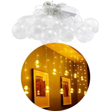Imagem de Pisca Cordão Varal Decorativo 12 Lâmpadas Com Led Amarelo 3m