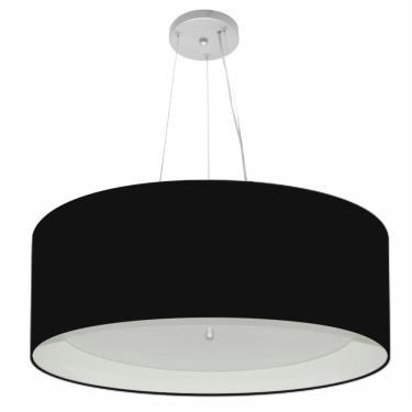 Imagem de Lustre Pendente Cilíndrico Md-4142 Cúpula Forrada em Tecido 80x30cm Preto / Branco - Bivolt