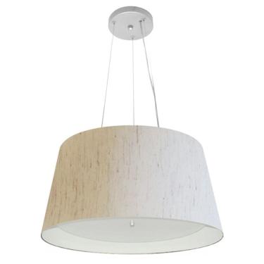 Imagem de Lustre Pendente Cone Md-4144 Cúpula Forrada em Tecido 25x50x40cm Linho Bege / Branco -...