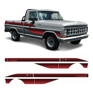 Imagem de Kit Adesivo Ford F1000 Faixa Lateral 87 88 89 90 Vermelho