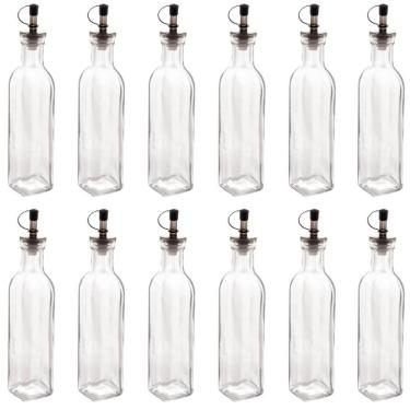 Imagem de Kit 12 Garrafas de Vidro 270ml Azeite Vinagre com Bico Dosador e Tampa Lyor